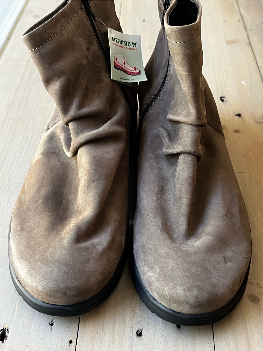 Mephisto Reiza Walnut Brown Suede Zip Ankle Boots - Picture 6 of 10